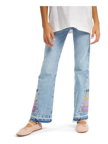GUESS Girls' Stretch Denim Flare Rhinestone Jeans