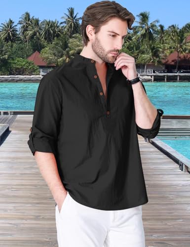 Image of Zombom Cotton Polyester Blend Solid Casual Regular Fit Mandarin /Chinese Collor Short Kurta Shirt for Men