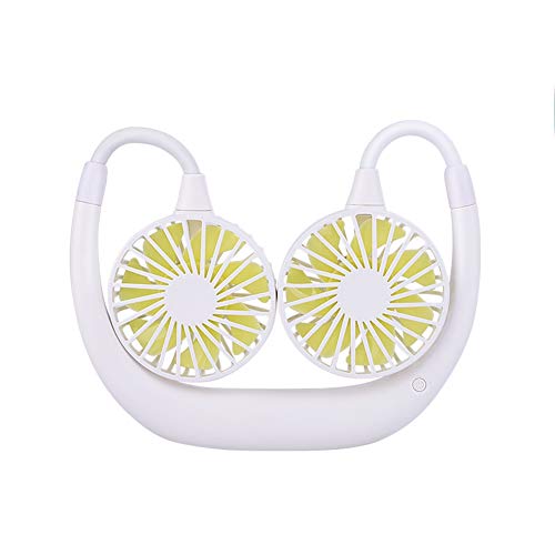 ISENPENK Ventilateur de cou portable mains libres, mini ventilateur personnel rechargeable USB avec 3 vitesses et 7 lumières LED pour le bureau à domicile Voyage intérieur extérieur