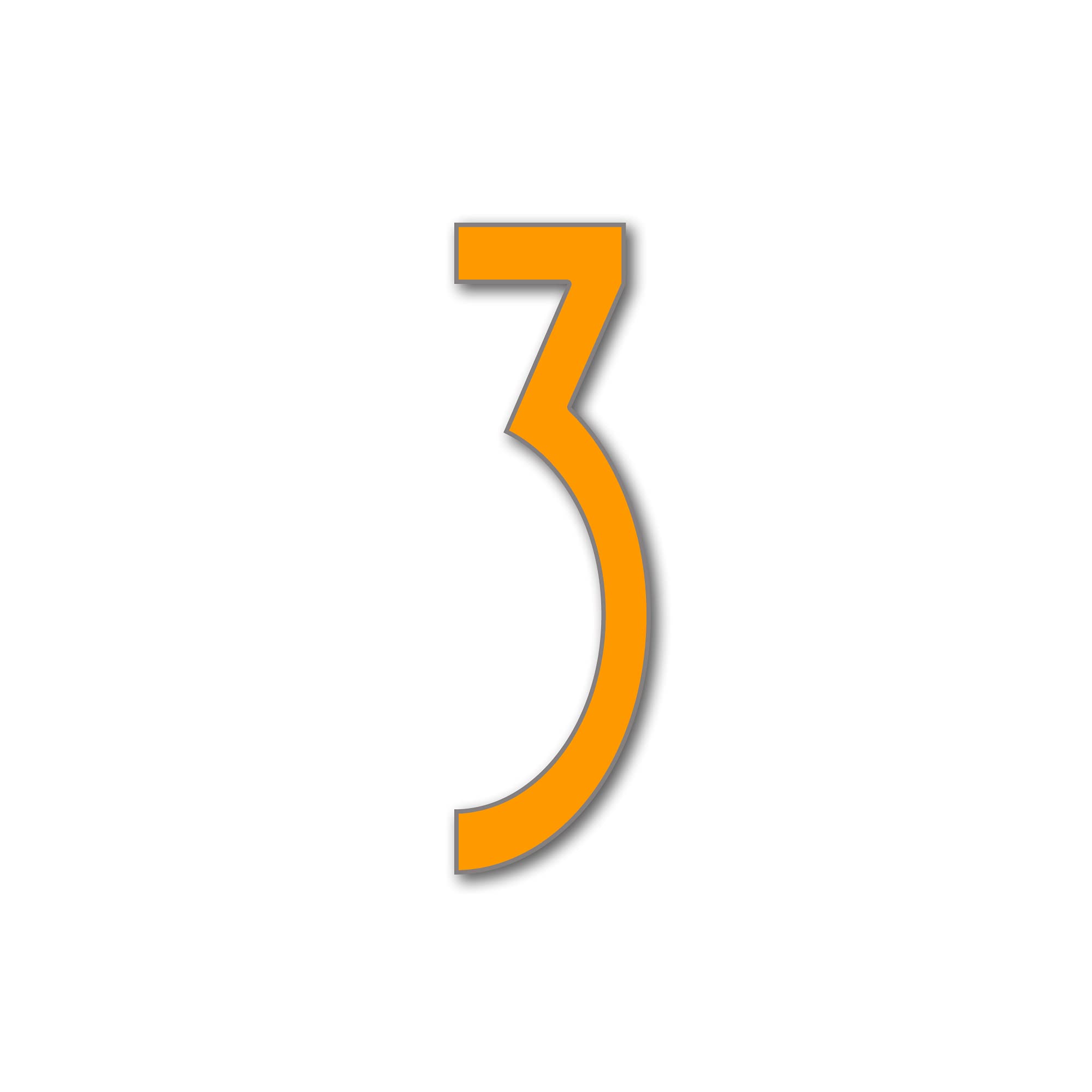 House Number 3 AVENIDA Door Numbers in 3 Sizes (15, 20, 25cm / 5.9, 7.8, 9.8in) Modern Floating House Number Acrylic incl. Fixings, Colour:Orange, Size:25cm / 9.8'' / 250mm — image 1