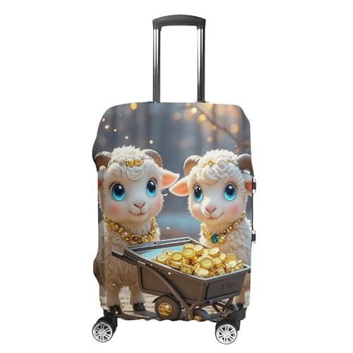 Little Lamb Brings Wealth Luggage Cover, Elastic Luggage Protector Fits 19-32in Suitcases, Washable & Anti-Scratch Suitcase Cover for Men Women XL