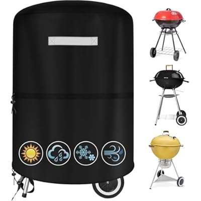 22 inch BBQ Gas Grill Cover for Outdoor Grill, Grill Cover for Weber 22 Inch Charcoal Kettle - Heavy Duty Waterproof Anti-UV Barbecue Cover for Weber Char-Broil 22 Inch Charcoal Kettle Grills, Black