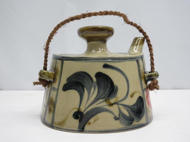 沖縄　琉球陶磁器　壺屋焼　陽刻浮彫　松竹梅文様　龍口　手付け　水注　酒次　花入れ 沖縄 琉球陶磁器 壺屋焼 陽刻浮彫 松竹梅文様 龍口 手付け 水注