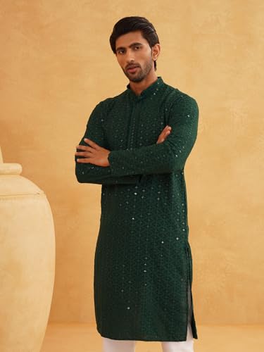 Image of SOJANYA Premium Embellished Cotton Kurta with Sequin Detailing