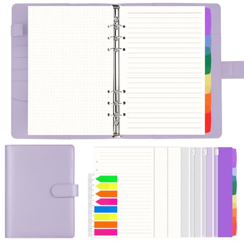 AKONEGE A5 Binder Notebook Refillable 6 Ring PU Leather Planner Organizer