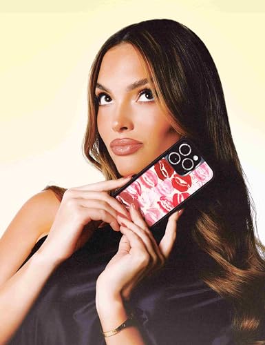 Image of Wildflower Cases - Compatible with iPhone 16 | Protective Black Bumper, 6.5ft Drop Test Certified, Women Owned Small Business | Aesthetic Kisses Lipstick Pink Trendy | Collab - Kensington