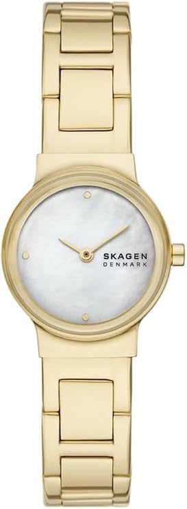 Skagen Women's Freja Lille Gold-Tone Stainless Steel Watch and Agnethe Pearl Bracelet, Set