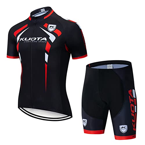 BEDSETS Traje de Ciclismo Hombre de Equipos Profesionales. Hombre Conjunto Ropa de Ciclismo para Verano, Maillot Manga Corta de Bicicleta, y Culotte Ciclismo Transpirable, Secado Rápido (XXL,Red C) Cover