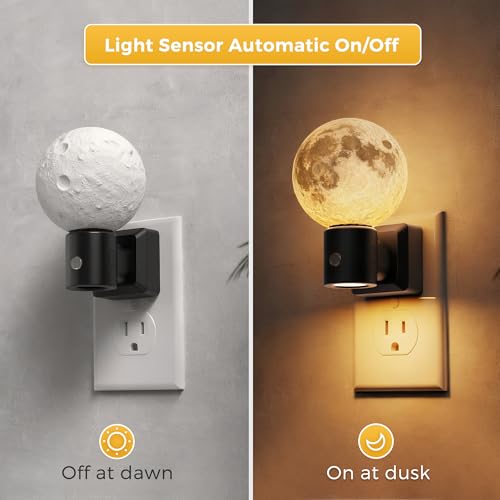Image of L LOHAS LED Night Lights Plug Into Wall, Plug in Night Light with Light Sensor, 3000K Soft White, 0-100LM Brightness Adjustable, 3D Printing LED Light for Bedroom Birthday Gifts