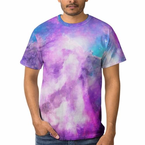 T-shirt col rond pour homme Galaxie Pourpre en coton souple à manches courtes