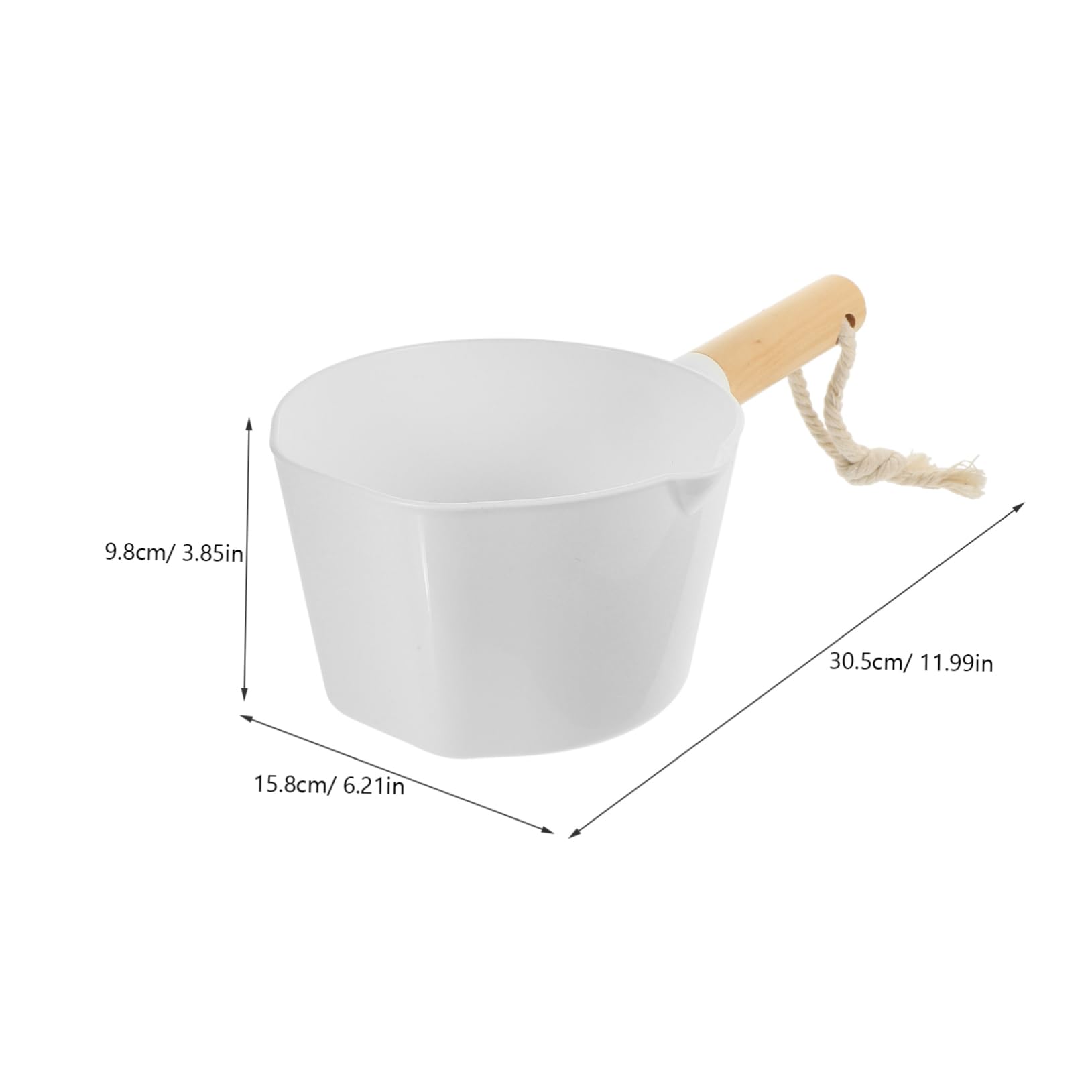 BEBEMOKO Long Handle Wooden Water Scoop Water Ladle for Home Bathroom Accessories for Bathing