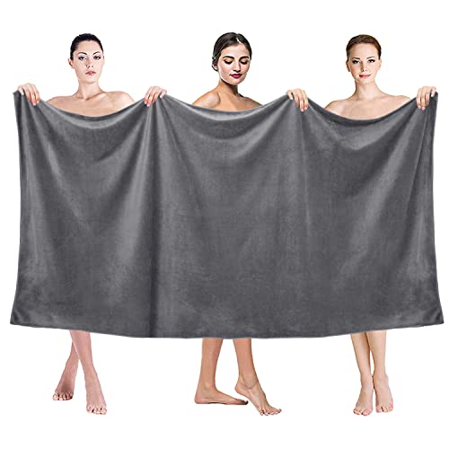 Image of JML Extra Large Microfiber Bath Towels, Microfiber Bath Sheet 2 Pack 35 inch x 70 inch, Soft, Super Absorbent and Fast Drying Oversized Bathroon Towels for Body, Sport, Fitness, Yoga, Grey