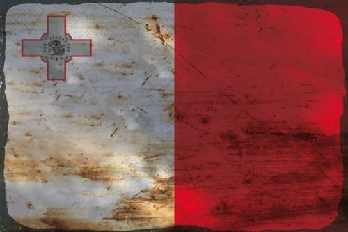 Preisvergleich Produktbild mrdeco Metall Schild 12x18cm gewölbt Malta Flag of Malta Rost Schild