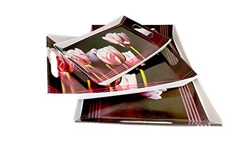 Image of UPC Preimum Melamine Break Resistant Serving Tray Set Flora Shape Modern Designs(Set of 3 S,M,L)