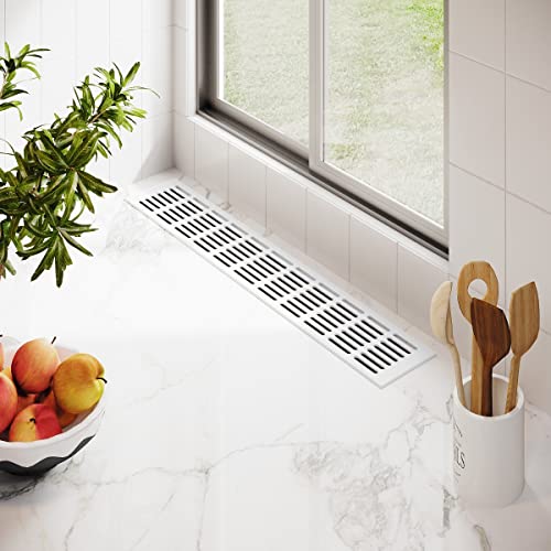 MS Beschläge Aluminium Lüftungsgitter Weiß RAL9016 Stegblech 100mm breit Verkehrsweiß Heizungsabdeckung pulverbeschichtet Ab- Zuluftgitter 30x5mm Lochung Türgitter (Länge 600mm)