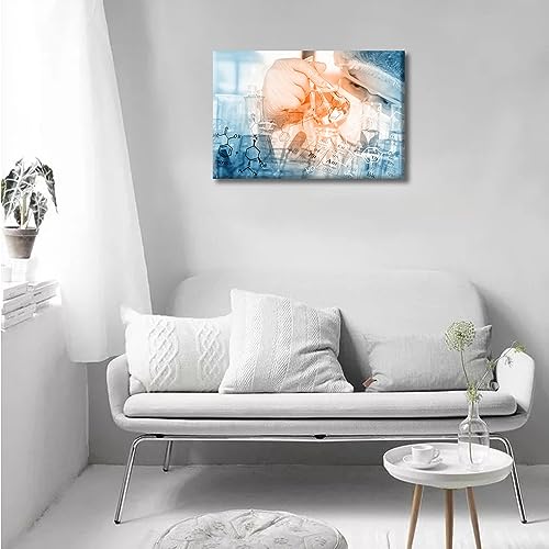 Image of Scientist and Test Tubes Laboratory Concept Framed Wall Art 1 Panels Science and Medical Art Prints Laboratory Prints for Wall Decor Giclee Gallery-Wrapped Posters and Prints (12 inch Wx18 H)