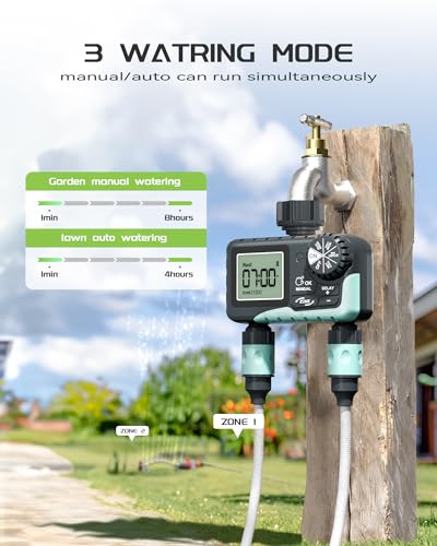 image for RAINPOINT Sprinkler Timer 2 Outlet, Water Timer for Garden Hose, Progr