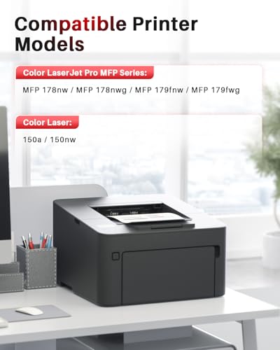 Halloya 117A Toner Set Kompatibel für HP 117A für MFP 178nwg für HP Color Laser MFP 178nwg 179fwg 179fnw 178nw 150nw 150w 178 179 W2070A W2071A W2072A W2073A (4-Pack)