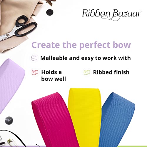 Ribbon Bazaar Solid Grosgrain Ribbon Woven Ribbed Texture - 100% Polyester Ribbon For Gift Wrapping, Home Decor, Bouquets, Cake Decorating & More - 5/8 Inch Old Gold 50 Yards #TOP2