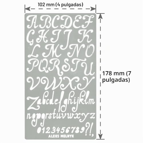 Stencil de metal Aleks Melnyk para pirograbado con texto vintage en pack de 3 piezas para manualidades 2
