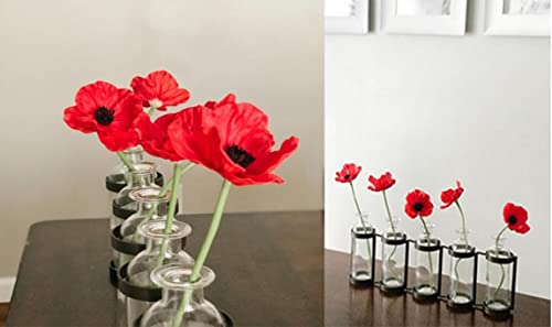 En Ge 10 Stems Mini Artificial Poppies Real Touch Fake Latex Flowers For Bridal Wedding Bouquet Home Kitchen Desktop Party Christmas Thanksgiving Decor (Red) #TOP2