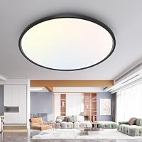 slochi Deckenlampe LED Deckenleuchte Flach 36W, Ø40CM, 3Farben 3000K/4000K/6500K, IP44 Badlampe, 4200LM Modern LED Lampe Decke Küchenlampe für küche Badezimmer Schlafzimmer Flur Wohnzimmer, Schwarz – Ansicht 2