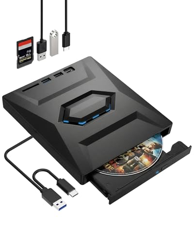 Lecteur CD DVD Externe USB 3.0 Type C portable pour ordinateur portable et Mac OS