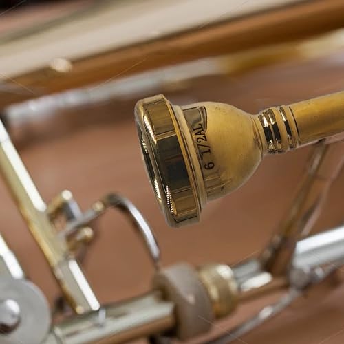 AUXBC 6 1/2AL Gold Plated Trombone Mouthpiece, Baritone and Euphonium Mouthpiece, Ideal for Students, Beginner and Professionals