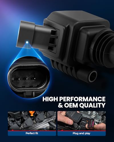 Image of KAX 4 Ignition Coils & 4 Spark Plugs Set for Dodge Dart 2013-2016 1.4T | (w / Magnetic Swivel Spark Plug Socket) Fits Fiat 500 2012-2017 1.4T, Replaces UF673
