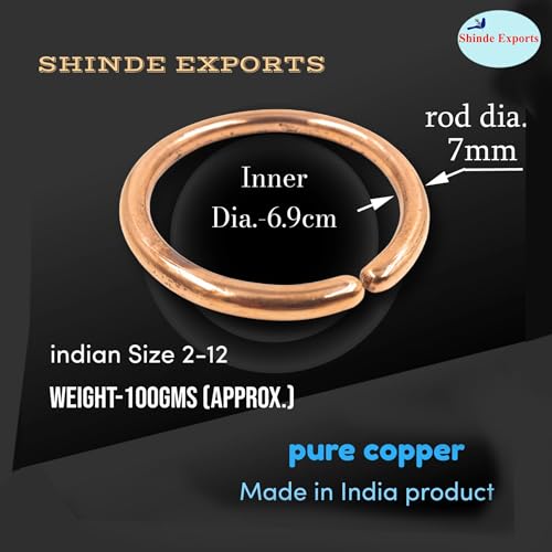 Image of SHINDE EXPORTS Heavy Pure Copper thick Bracelet Bangle Unisex Kada Solid Handmade Cuff for Men & Women