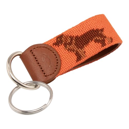 Image of Leather Hand-Stitched Needlepoint Key Fob or Key Chain