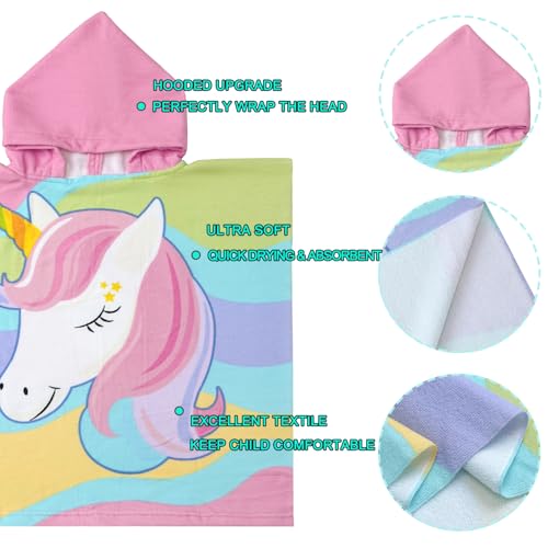 Image of NovForth Kids Beach Towel for Boys Girls, Hooded Bath Towel Wrap, Toddler Pool Towel with Hood