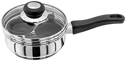 Judge Vista - Escalfador de huevos y sartén de acero inoxidable, tapa de vidrio ventilada y mango que se mantiene fresco, listo para inducción, 25 años de garantía antiadherente (2 tazas) Cover