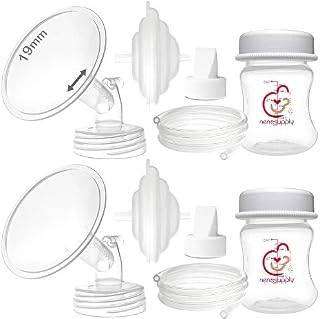 Nenesupply 19mm Flange Pump Parts Compatible w Spectra S2 S1 Breast Pumps Replacement Kit for Spectra Pump Parts 19mm S2 Parts S2 Accessories Inc Flange Duckbill Valve Backflow Protector Bottles