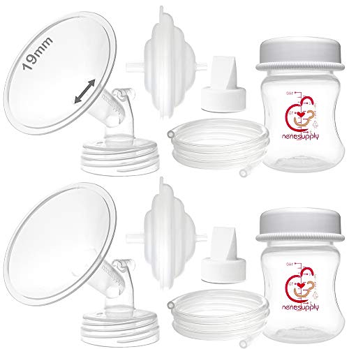 Image of Nenesupply Pump Parts Compatible with Spectra S2 S1 9 Plus Breast Pump to Replace Spectra Pump Parts S2 Accessories Flange 19mm Duckbill Valve Tubing Pumping Bottles Backflow Protector