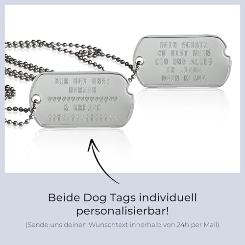 2 Stück personalisierte Erkennungsmarken | Dog Tag Kette mit Prägung | inklusive 2 Ketten & 2 Silencer im Set | diverse Texte und Motive möglich | Rambo | Militär Ausrüstung (World War 2)
