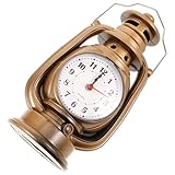 GETAJGHSD Reloj Despertador de Mesa Estilo Vintage Lámpara de Queroseno, Color Cobre Antiguo, Compacto y Decorativo para Dormitorio y Oficina, Reloj Práctico para Hogar y Escritorio