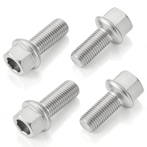 4 Vis de roue M14x1.5x27 mm en acier allié 40Cr, zingué, tête hexagonale SW17, compatibilité A/G avec Volkswagen, Škoda, Audi, SEAT, Jetta, Touran, Bora