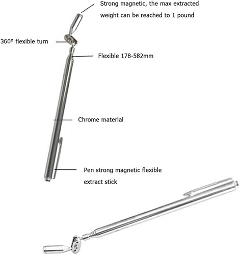 Miniatura 2 de Pro'sKit MS-323 - Varilla de recogida magnética portátil fuerte con tornillo, varilla de recogida magnética, telescópica de 7.008-22.913 in, imán de