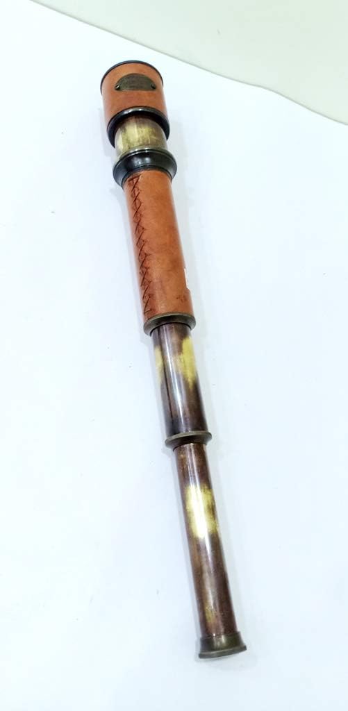 Brass Pull-Out Telescope with Pouch Rustic Vintage Home Decor Gifts