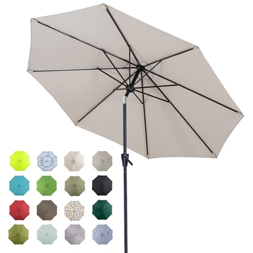 Image of Tempera Patio Market Outdoor Table Umbrella with Auto Tilt and Crank, Large Sun Umbrella with Sturdy Pole & Fade Resistant Canopy, Easy to Set