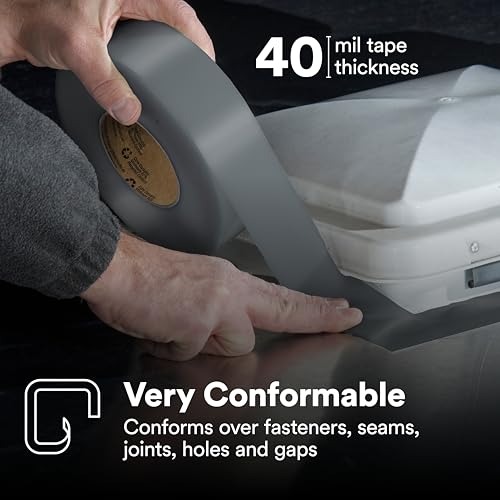 Image of 3M Gray Extreme Sealing Tape 4411G+ - 2 in x 36 yd, 1 Roll - High Performance, Waterproof, Durable, Single-Sided Acrylic Adhesive for Metal, Plastic, Seams, Joints, Gaps, Weather-Resistant