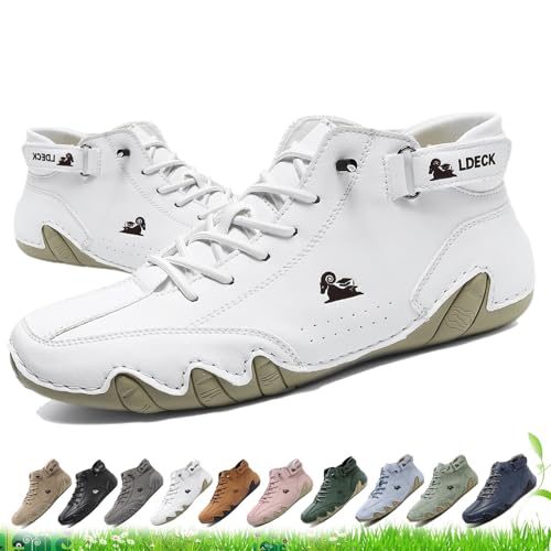 Scarpe ortopediche traspiranti impermeabili da uomo e da donna Vogldeck - Scarpe da passeggio a piedi nudi fatte a mano for esterni, leggere, casual, for escursionismo, lavoro e uso quotidiano(Bianco,