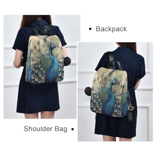 Image of ALAZA Vintage Peacock Trips Hiking Camping Rucksack Pack for Women
