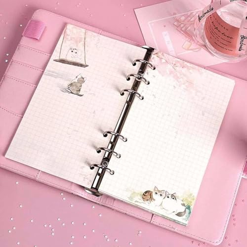 A6-Nachfüllpapier, 80 Blatt, lose Blätter, Notizbuch, Linienseiten, Papier, 6 Löcher, Nachfüllpackung, blanko, Nachfüllpackung für 6 Ringe, nachfüllbarer Ordner, Planer, Tagebuch, Notizbuch,