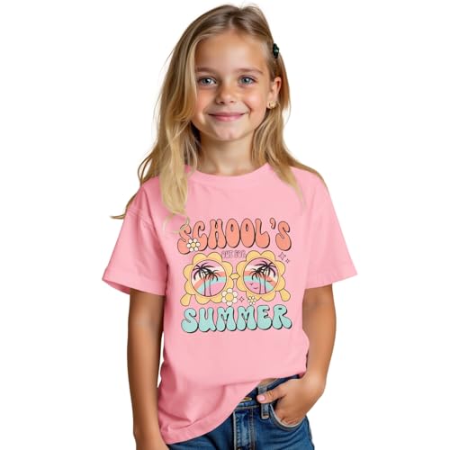 Image of Girls School's Out for Summer Shirt Last Day of School T-Shirt Kids Funny Graphic Summer Break Short Sleeve Tees Tops