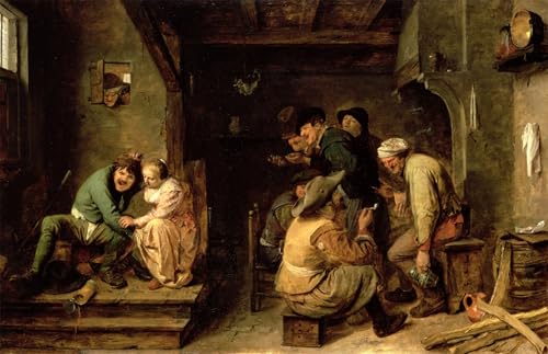 Toile Scène de taverne Adriaen Brouwer pour habiller les murs d'un bureau ou d'un salon rustique