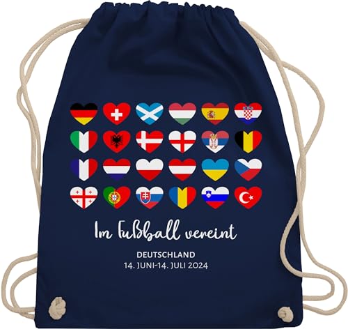 Turnbeutel Rucksack - WM Taschen - Im Fußball vereint - Deutschland EM 2024 Länder - Unisize - Navy Blau - deutschland-fanartikel fußball-em fanartikel europameisterschaft germany beutel fussball