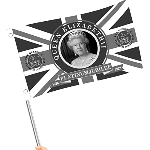 Juzinqu Drapeau commémoratif Elizabeth II - 1952-2022 Elizabeth II Le Drapeau commémoratif de la période de deuil de la Reine | Bannière de deuil de la Reine Elizabeth II Drapeau Souvenir Britannique Cover