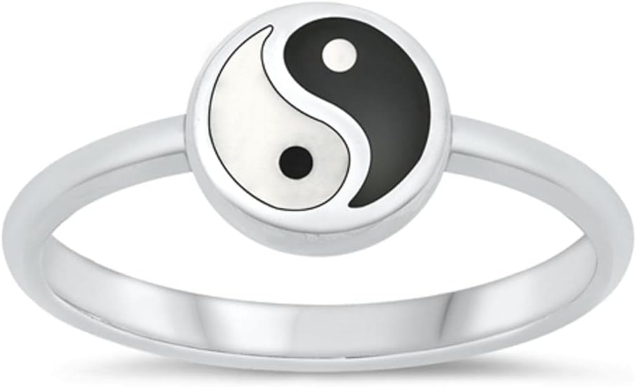 Unique Yin & Yang Ring New .925 Sterling Silver Peace Harmony Band Sizes 4-10